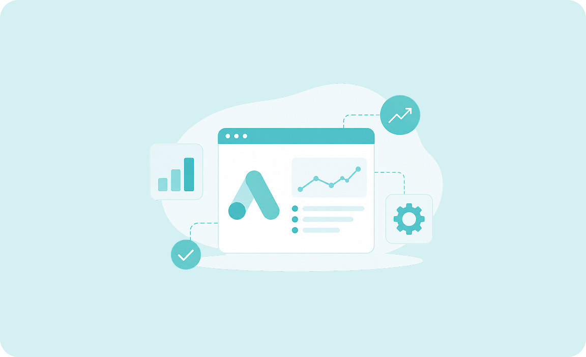 Google Ads analytics and optimization illustration Google Ads analytics and optimization illustration