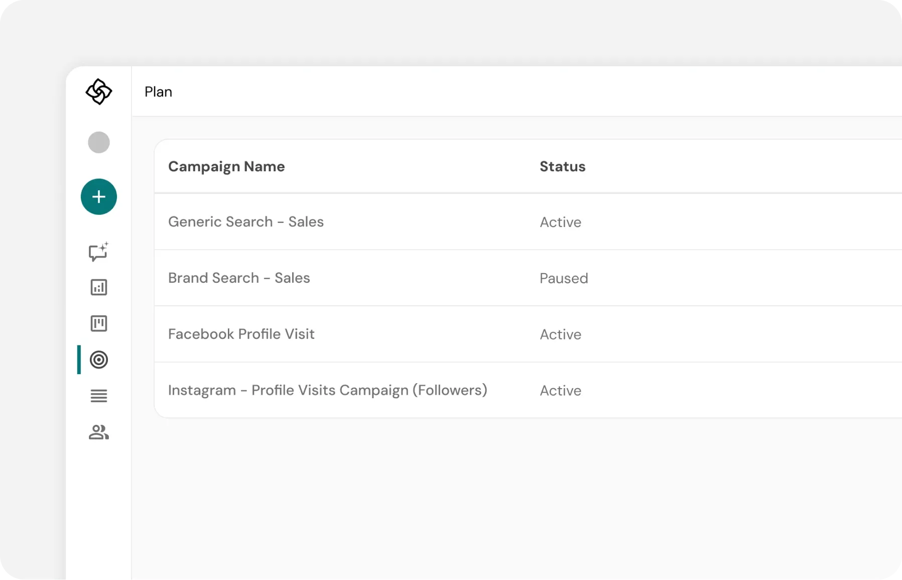Marketing planning interface Marketing planning interface