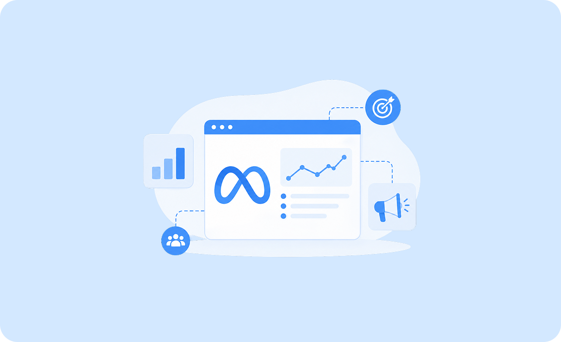 Meta Ads analytics and campaign targeting illustration Meta Ads analytics and campaign targeting illustration